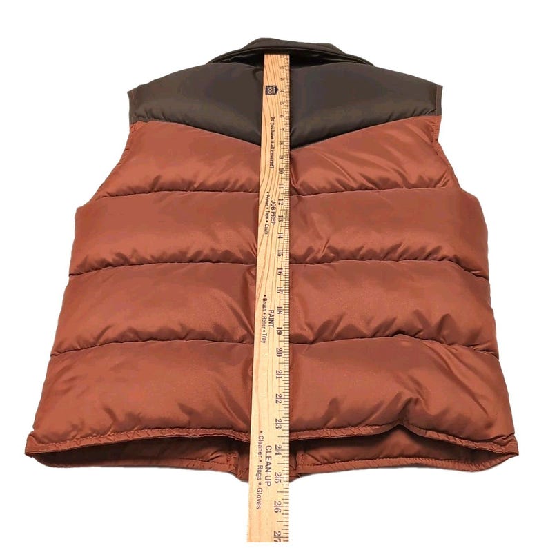 Vtg Browning Down Vest Mens Size Small Brown Puffer Hunting Washable Made in USA image 9