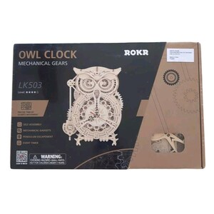 ROKR Mechanical Gear 3D Wooden Puzzle - Owl Clock Assembly Kit, 161 Pieces, Xmas Gift-537746