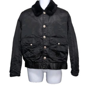 VTG Tuffy Jac Fire Fighter Department Bomber Jacket Mens Size 40L / M Black READ