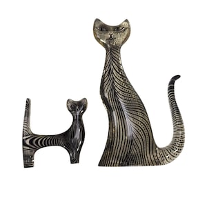 Abraham Palatnik Set of 2 Cats 1960s Lucite Art Clear/Black Made in Brazil READ