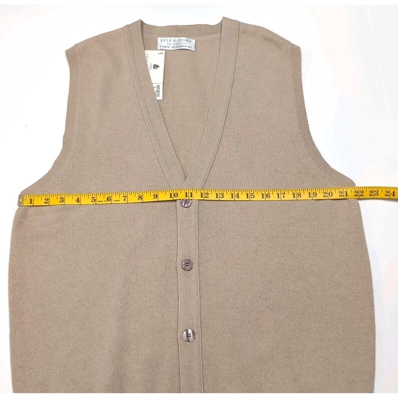 Vtg Lyle & Scott Scotland Touch of Cashmere Waistcoat Vest Mens M Parchment NWT image 7