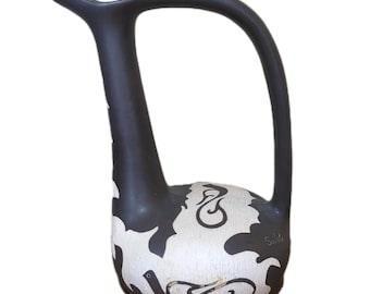 VTG Studio Art Pottery Pitcher Ewer Gray/Black Cream Sgraffito Signed Sujate 11"