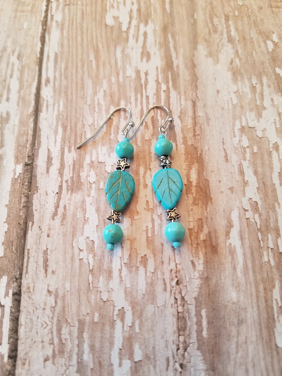 Double Leaf Earrings - Chartreuse & Turquoise – Rebeca Mojica Jewelry