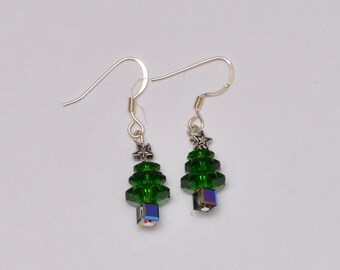 Swarovski crystal earrings, Tree earrings, Christmas earrings, Holiday earrings, Stocking stuffers, Accessoires, Christmas gifts, jewelry
