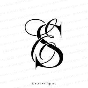 May include: A black and white illustration of the letter "S" in a decorative, cursive font. The letter is stylized with a flourish and a loop at the top. The image is surrounded by the text "Elegant Quill" repeated multiple times.