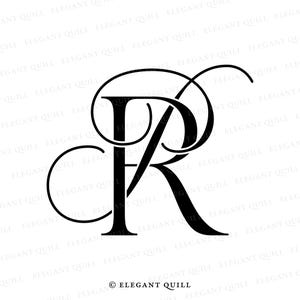 May include: Black and white monogram with the letters "C" and "R" intertwined. The "R" is in a larger font and the "C" is in a smaller font. The letters are stylized with a flourish. The text "© ELEGANT QUILL" is at the bottom of the image.