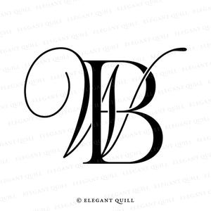 Monograma del logotipo de la boda, logotipo de la novia, iniciales del monograma de la boda, WB, BW