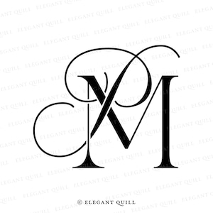 May include: Black and white monogram logo with the letters "XM" intertwined. The logo is stylized with a flourish and the text "© ELEGANT QUILL" appears below.