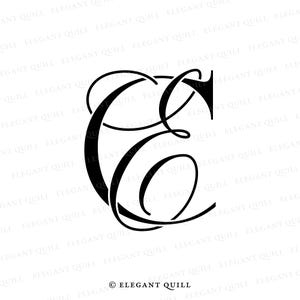 May include: A black and white calligraphic letter C with a decorative flourish. The letter is centered on a white background. The text "© ELEGANT QUILL" is at the bottom of the image.