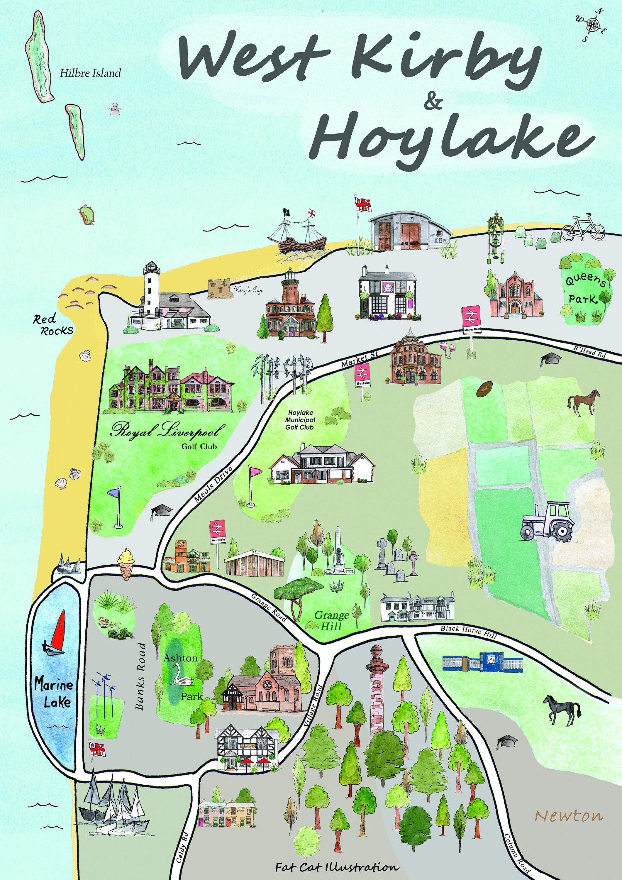 West Kirby & Hoylake Mapillustrated Hoylake Printwest Kirby Print