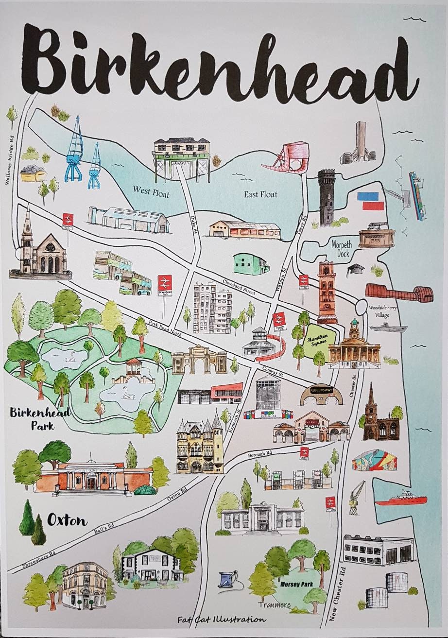 Birkenhead MapBirkenhead print Birkenhead giftbirkenhead Etsy España