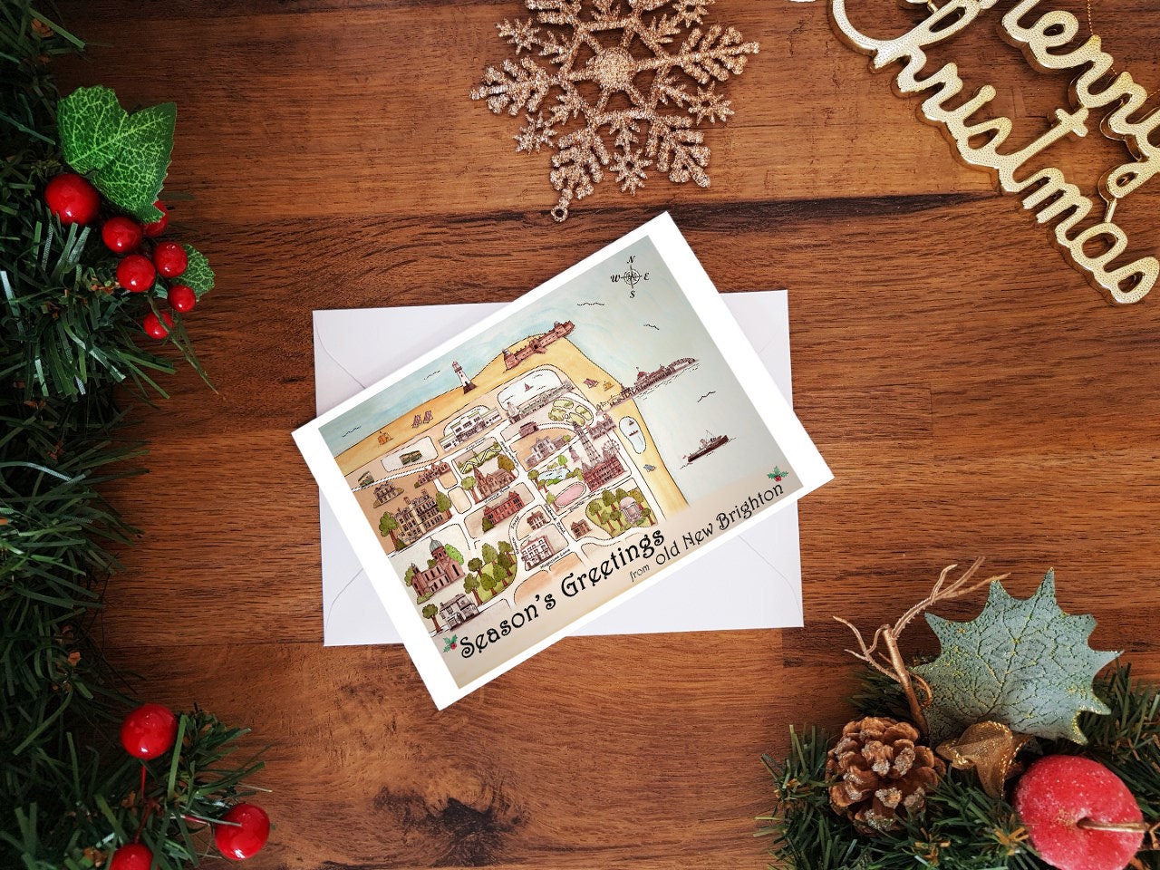 New Brighton Christmas cardNew Brighton mapillustrated Etsy