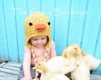 Crochet Baby Duck Hat - Animal Hat - Character Hat - Halloween Costume - Photography Prop - Sizes Newborn to Toddler