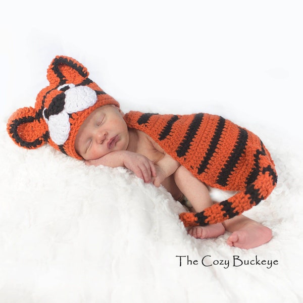 CROCHET PATTERN - Newborn Tiger Hat and Cape Set - Crochet Pattern - Newborn Prop - Animal Character