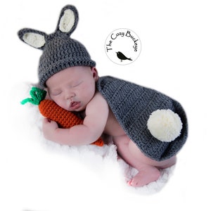 Newborn Bunny Crochet Hat & Cape Set with Carrot (Crochet Pattern)