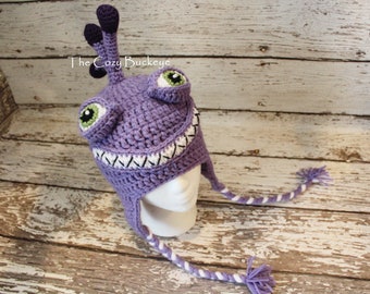 Crochet Monster Randall Hat - Character Hat - Halloween Costume - Sizes Newborn - Adult