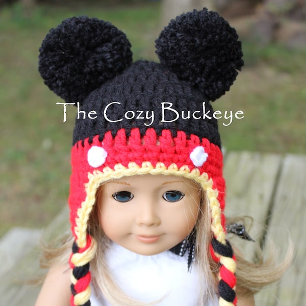 CROCHET PATTERN - Mouse Doll Hat - American Girl Doll Hat -18 inch doll hat- Bitty Baby Doll