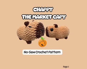 Patrón de capibara a crochet: Chappy the Market Capy Amigurumi (Patrón PDF)