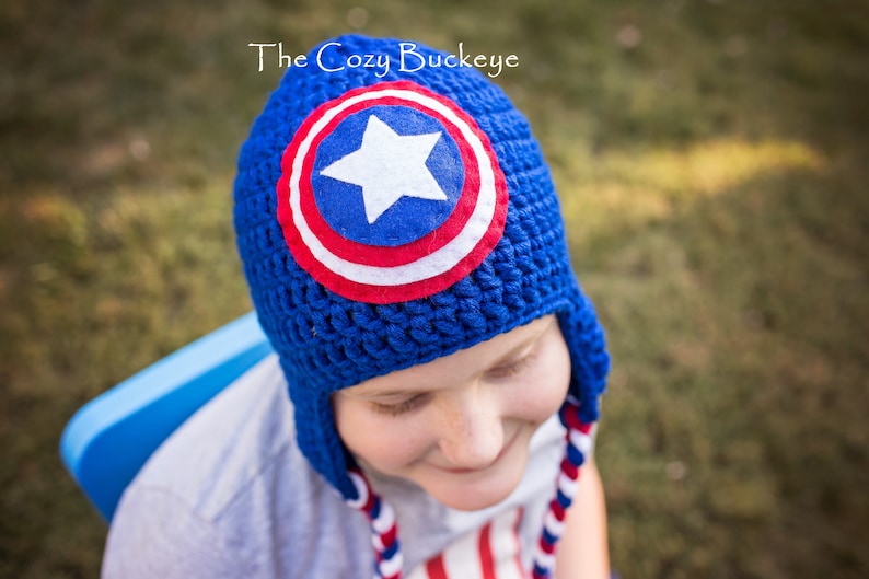 Crochet Captain America Hat any size 