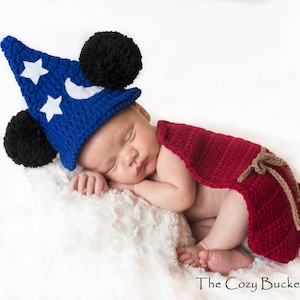 CROCHET PATTERN - Newborn Wizard Mouse Hat and Cape Set - Photography Prop - Wizard Costume