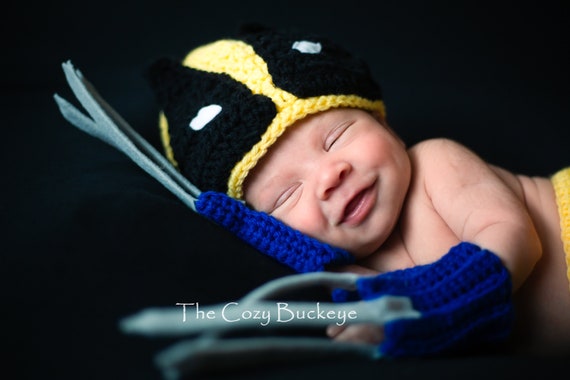 Crochet Newborn Wolverine Hat Diaper Cover u0026 Claw Set - Etsy Denmark