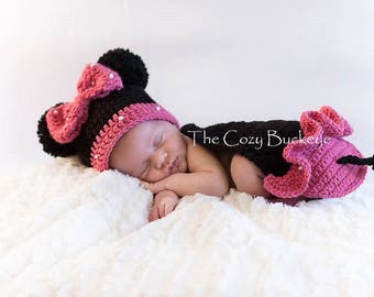 Newborn Mouse Hat & Cape Set - Newborn Prop - Crochet