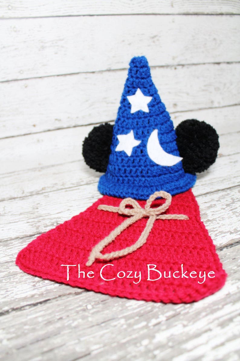 CROCHET PATTERN Newborn Wizard Mouse Hat and Cape Set Photography Prop Wizard Costume image 4