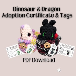 Digital Crochet Dragon Adoption Certificate – 4x6 Printable | Dragon