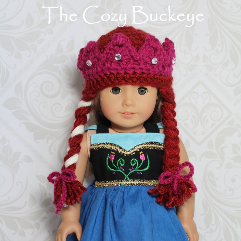 Instant Download Crochet Pattern Princess Anna Doll Hat | Etsy