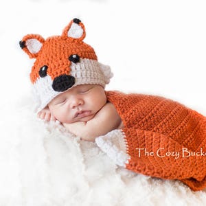 CROCHET PATTERN - Newborn Fox Crochet Hat and Cape Set -Fox Hat - Woodland Nursery - Animal Costume