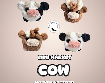 Mini Market Cow Crochet Pattern PDF | 3 Cow Designs | Amigurumi Cow Pattern | Highland, Spotted & Plain Cow | Mini Crochet Pattern