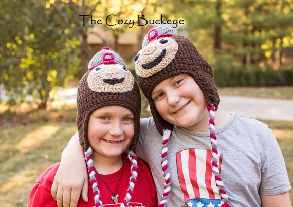 Crochet Brutus Hat Ohio State Mascot 
