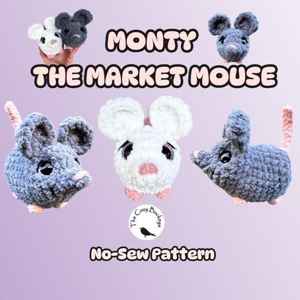 Modèle de souris au crochet : Amigurumi, souris Monty la souris du marché (Modèle PDF)