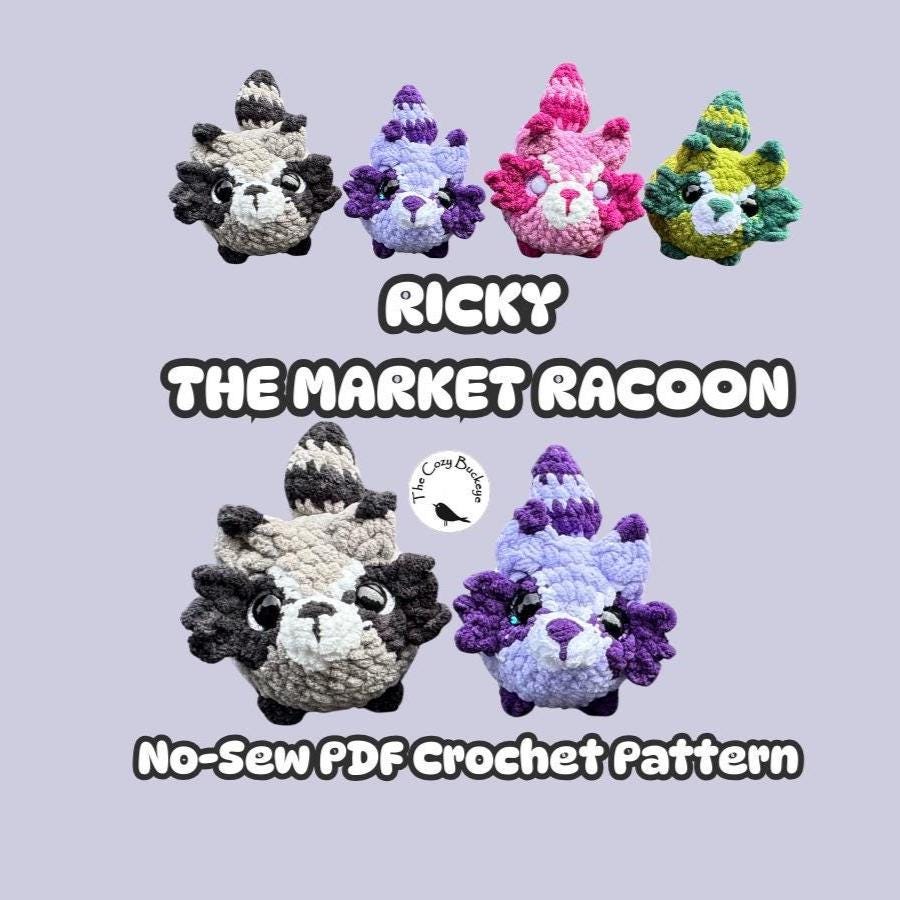 30 Racoon Crochet Patterns for Woodland Amigurumi, Hats, Appliques, and Cozy Handmade... 29 Ricky the Market Racoon No-Sew Crochet Pattern