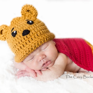 Crochet Newborn Honey Bear Hat & Cape Pattern (PDF)