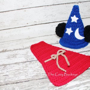 CROCHET PATTERN Newborn Wizard Mouse Hat and Cape Set Photography Prop Wizard Costume image 3