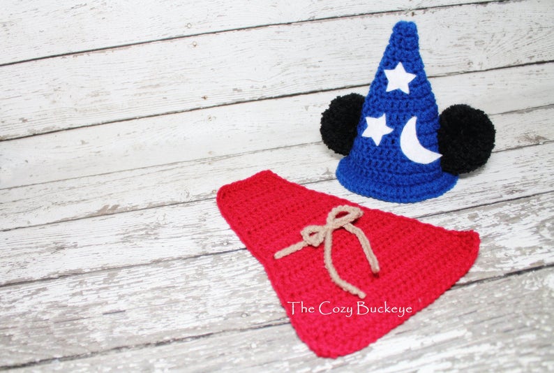 CROCHET PATTERN Newborn Wizard Mouse Hat and Cape Set Photography Prop Wizard Costume image 3