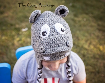 Crochet Hippo Hat - Fiona Hat - Animal Hat - Character Hat - Halloween Costume -  Sizes Newborn to Adult
