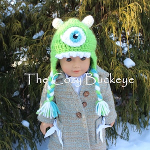 CROCHET PATTERN - Monster Mikey Hat - American Girl Doll Hat - Bitty Baby Doll Hat- Character Hat