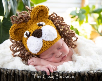 CROCHET PATTERN - Lion Hat and Cape Set - Newborn Prop - Animal Character - Lion Nursery Decor