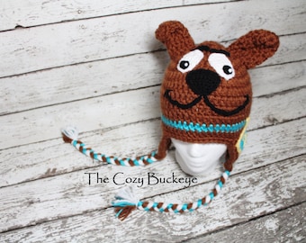 Crochet Cartoon Dog Hat - Animal Hat - Character Hat - Halloween Costume