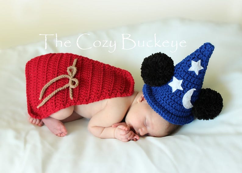 CROCHET PATTERN Newborn Wizard Mouse Hat and Cape Set Photography Prop Wizard Costume image 2