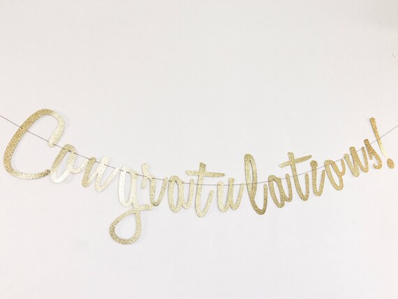 congratulations banner gold script