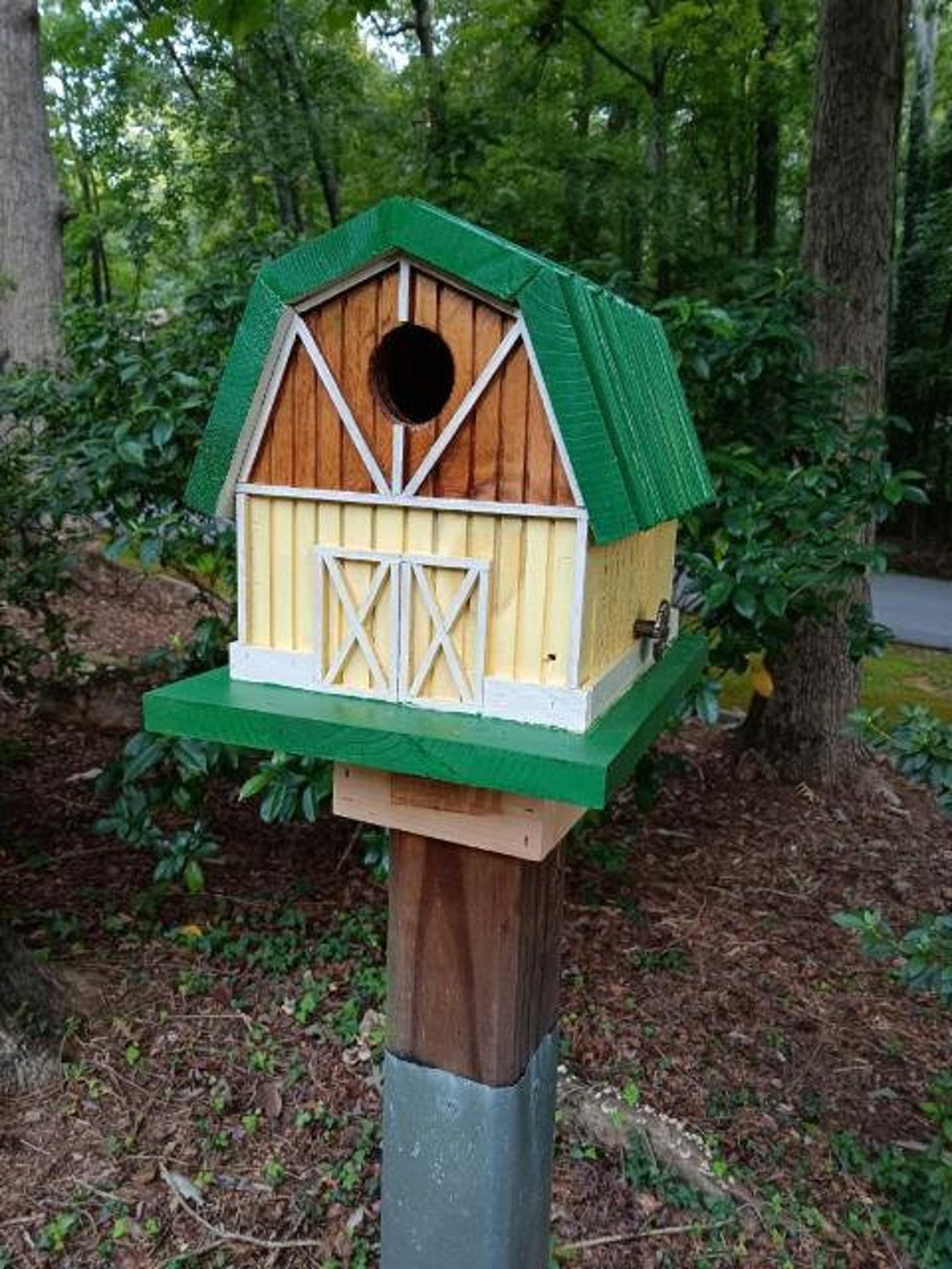 Image showcasing Beautiful Quaint Painted Birdhouse Barn - Etsy