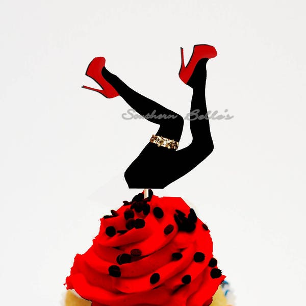 Printable Burlesque Legs Cupcake Topper-PRINT109JPW-personalized digital topper-downloadable printable cupcake topper-leg cupcake topper