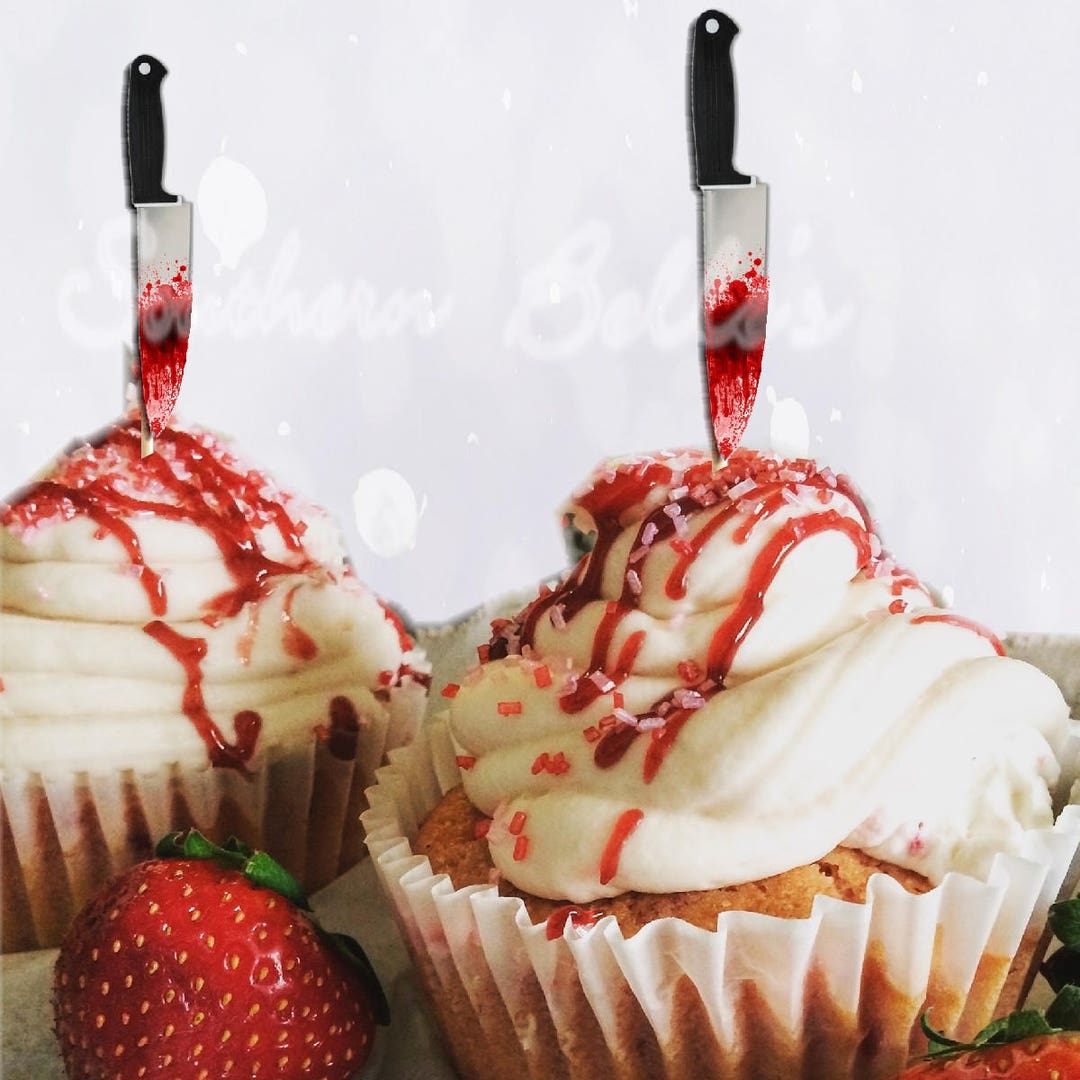 Printable Bloody Knife Cupcake Topper and Wrapper Setprint106jpw
