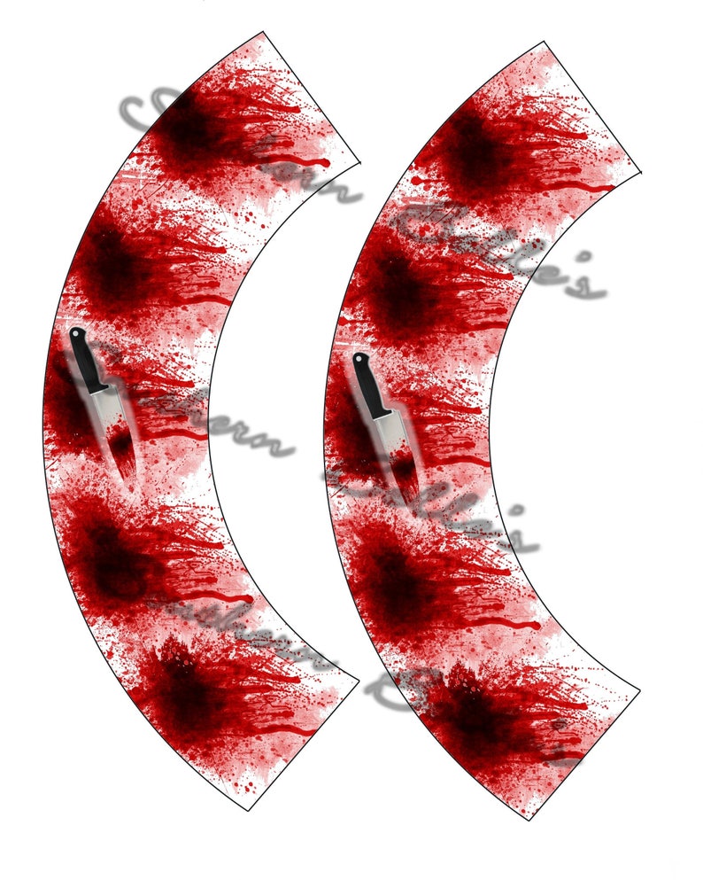 Printable Bloody Knife Cupcake Topper and Wrapper Etsy