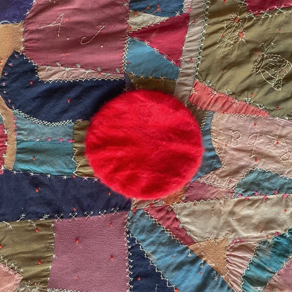 70s Cherry Red Angora Beret | Vintage Parkhurst Ma