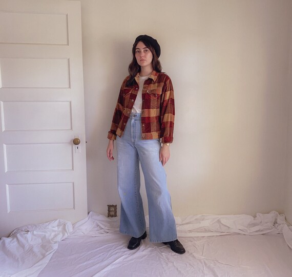70s Levi's White Tab Plaid Corduroy Trucker Jacket