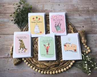 Weihnachtskarten | Humorvolle Weihnachtskarte | Verschiedene Weihnachtskarten | BlankoKarten | Urlaubskarten 5er-Set | Grußkarten | Weihnachtsspiel